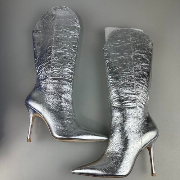 Stuart Weitzman Stuart Outrider 100 Boot in Silver - Picture 6 of 9
